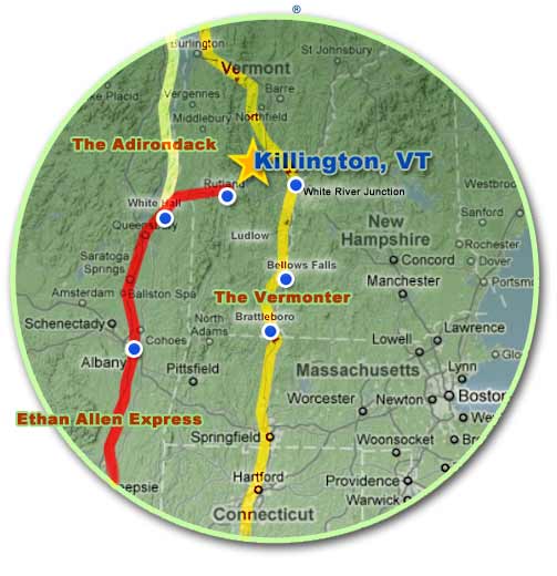 Getting to Killington by AMTRAK Trail Rail Service - Call Killington Express Shuttle to get you the rest of the way 802-422-9777 